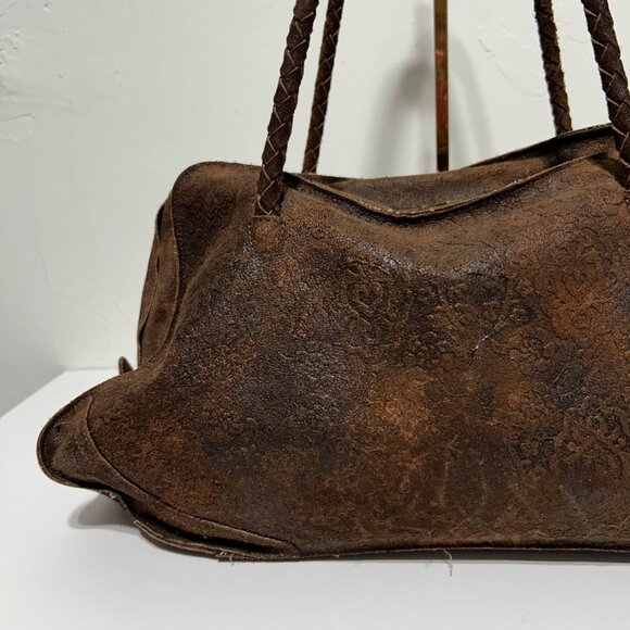 Hobo International Vintage Brown Leather Tote Bag With Braided Straps - Picture 5 of 14